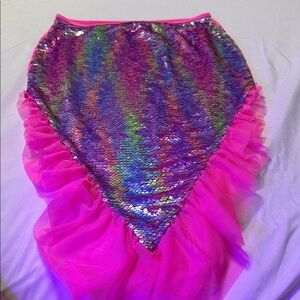 Wonder Nation Girls Rainbow Sequin Mermaid Ruffle Dress Up Skirt Size L (10-12)